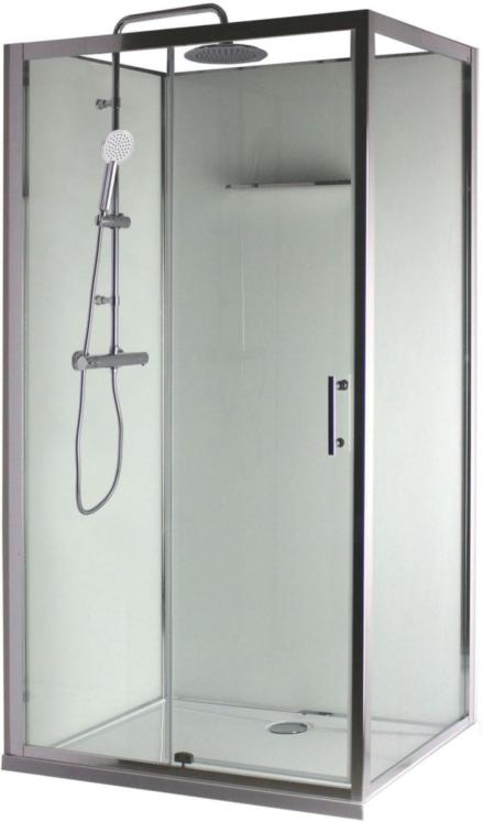 Cabine de douche Chromé verre transparent accès face porte pivotante 4 Tailles LQB ALC6PV