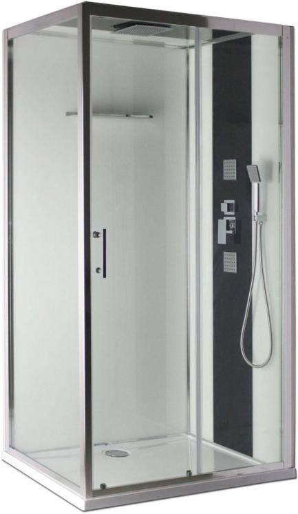 Cabine de douche Hydro Chromé verre transparent accès face porte Coulissante 4 Tailles LQB ALCH6PC