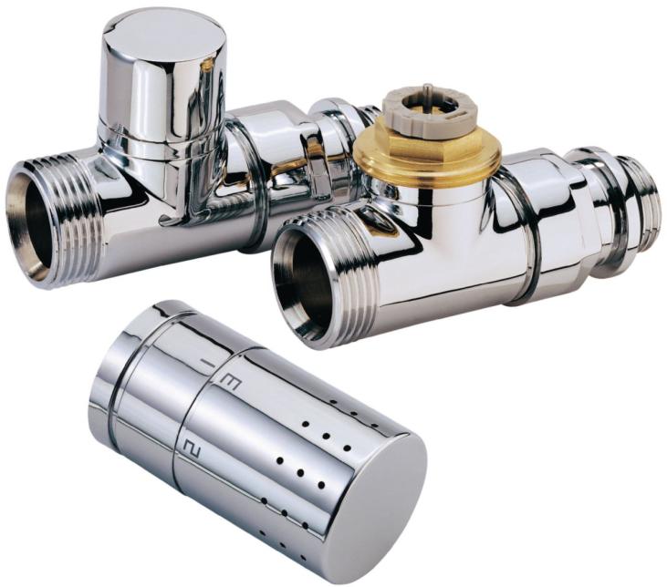 Kit robinet radiateur thermostatique Blanc ou chromé droit 15X21 LQB ALDDBC